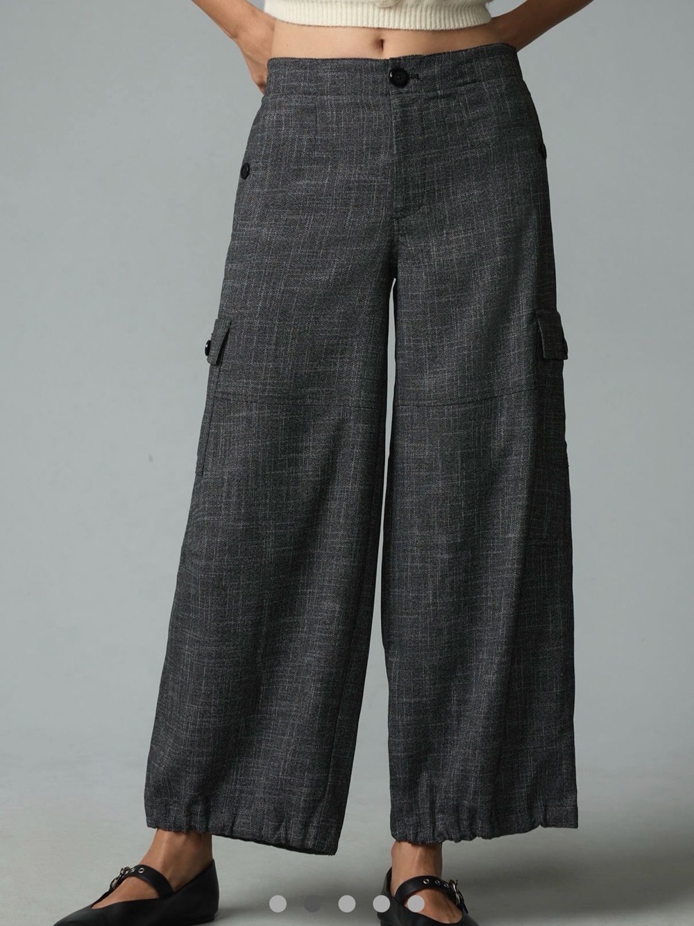 Anthropologie Lightweight Tweed Parachute Pants - Dark Gray M - Picture 2 of 5